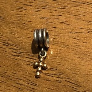 Authentic two toned pandora cross charm
